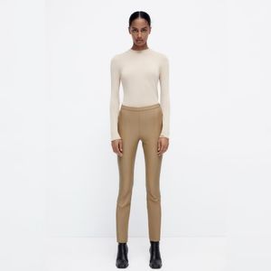 ZARA TAUPE FAUX LEATHER LEGGINGS